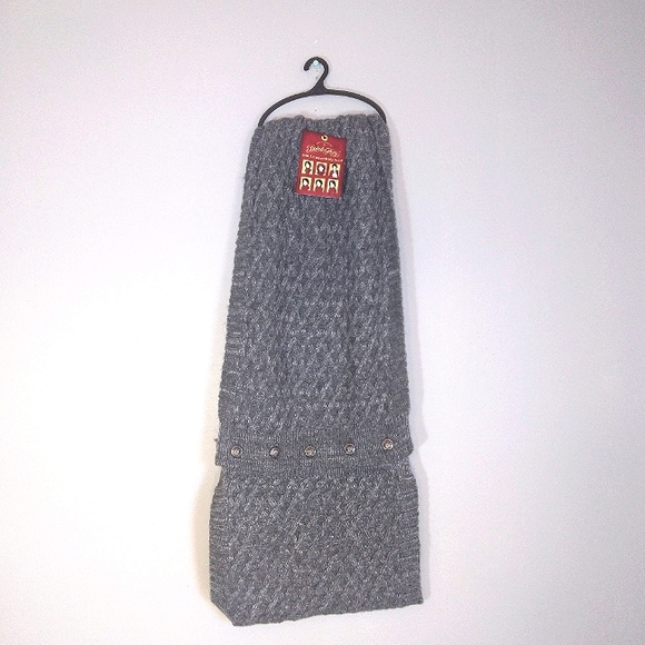 NWT 2-for-1 Infinity Scarves Lot Heather Grey knit and turquoise textured OS - Picture 2 of 16